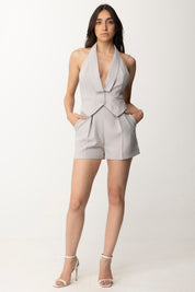 Elisabetta Franchi Tuta Corta In Crêpe con Gilet TU01342E2 PERLA