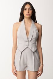 Elisabetta Franchi Tuta Corta In Crêpe con Gilet TU01342E2 PERLA