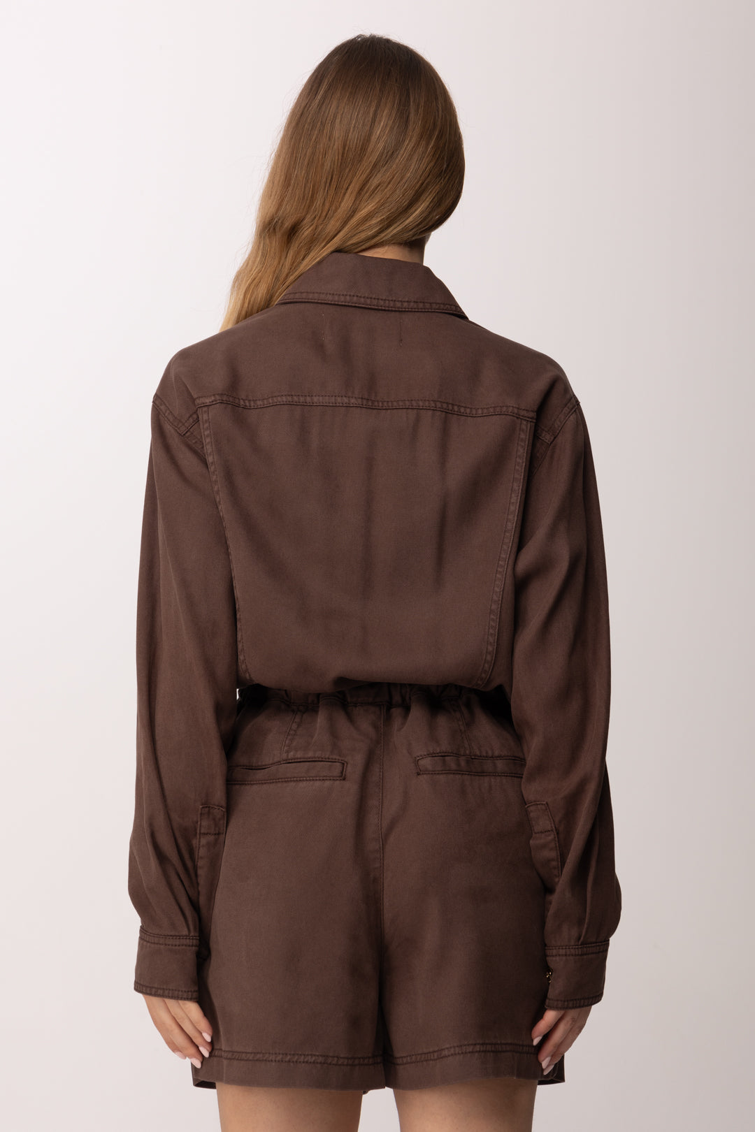 Elisabetta Franchi Tuta Corta In Jeans TJ47N61E2 CACAO