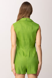 Elisabetta Franchi Bambina Tuta Corta In Misto Lino con Scollo a Giacca EFTA1170LI009.1067