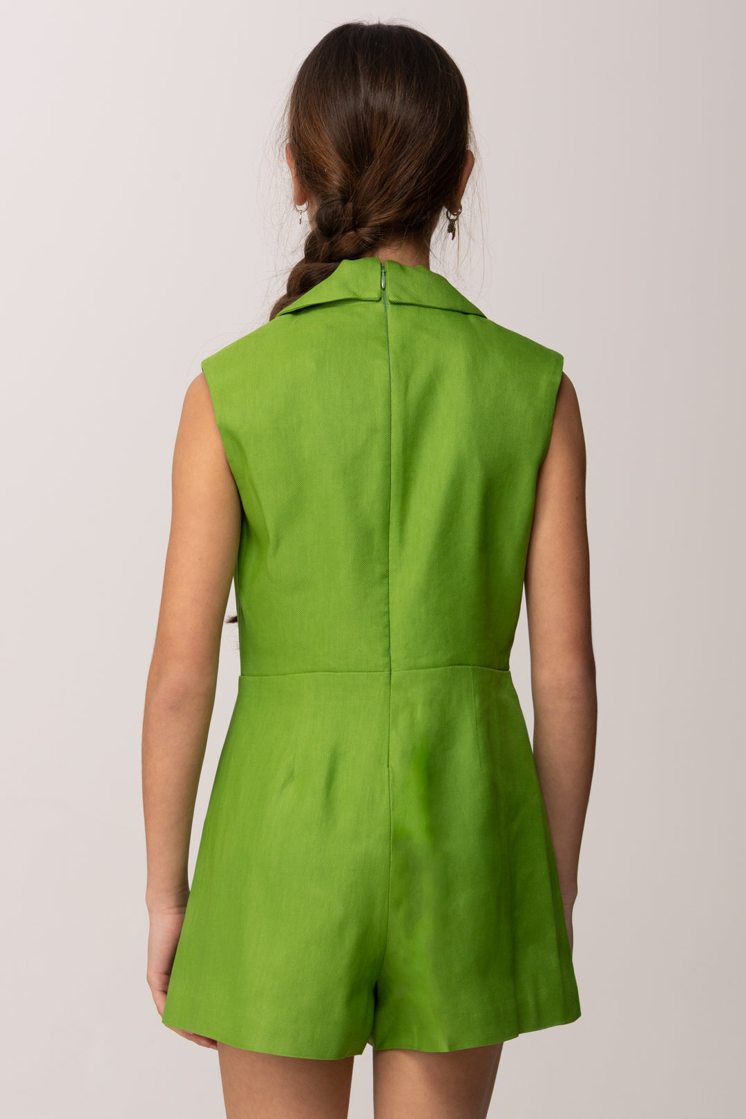 Elisabetta Franchi Bambina Tuta Corta In Misto Lino con Scollo a Giacca EFTA1170LI009.1067