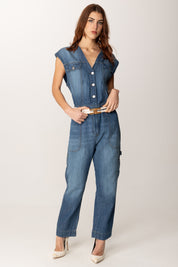 Pinko Tuta In Jeans Smanicata 104824 A2GQ LAVAGGIO MEDIO