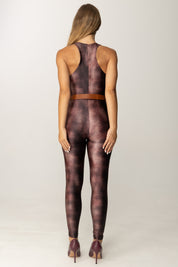 Elisabetta Franchi Tuta In Lycra Stampata con Cintura TU06757E2 MERLOT