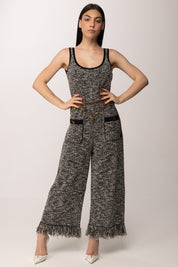Elisabetta Franchi Tuta In Maglia Bouclé con Cintura KT70R62E2 SALEPEPE/NERO