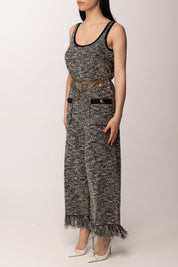 Elisabetta Franchi Tuta In Maglia Bouclé con Cintura KT70R62E2 SALEPEPE/NERO