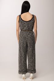 Elisabetta Franchi Tuta In Maglia Bouclé con Cintura KT70R62E2 SALEPEPE/NERO