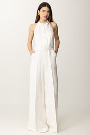 Twin-set Tuta In Satin con Colletto e Cintura 251TT2170 NEVE