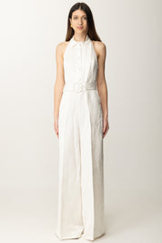 Twin-set Tuta In Satin con Colletto e Cintura 251TT2170 NEVE