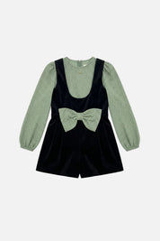 Elisabetta Franchi Bambina Tuta In Velluto con Fiocco e Casacca EFTA1200VE018.D579