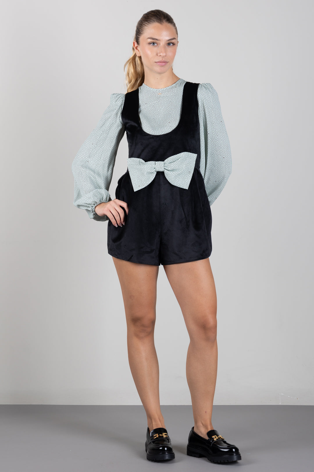 Elisabetta Franchi Bambina Tuta In Velluto con Fiocco e Casacca EFTA1200VE018.D579
