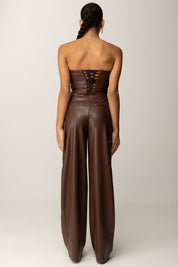 Elisabetta Franchi Tuta Lunga Bustier Effetto Pelle TU06858E2 COFFEE