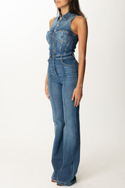 Elisabetta Franchi Tuta Lunga Bustier In Jeans TJ41D56E2 BLUE DENIM