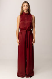 Manila Grace Tuta Lunga con Colletto e Fusciacca A119VU BURGUNDY