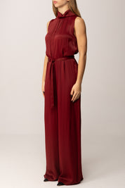 Manila Grace Tuta Lunga con Colletto e Fusciacca A119VU BURGUNDY