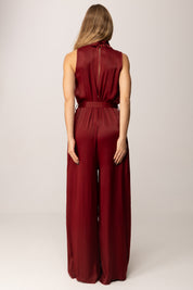 Manila Grace Tuta Lunga con Colletto e Fusciacca A119VU BURGUNDY