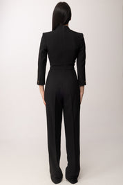 Elisabetta Franchi Tuta Lunga con Inserti In Raso e Cut-out TU05761E2 NERO/BURRO
