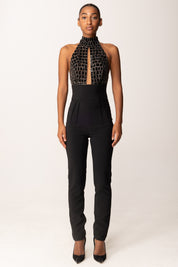 Elisabetta Franchi Tuta Lunga con Ricamo Cocco TU06257E2 NERO