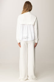 Elisabetta Franchi Tuta Lunga In Felpa con Inserto In Popeline TU05456E2 AVORIO