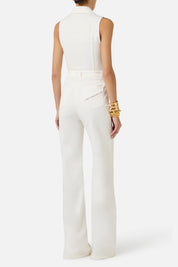 Elisabetta Franchi Tuta Lunga In Jeans Smanicata TJ45N61E2 AVORIO