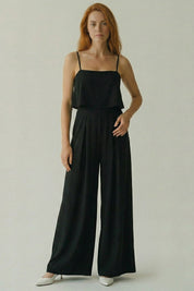 Hanita Tuta Lunga Wide Leg con Top a Balza H.V3794.4558 NERO