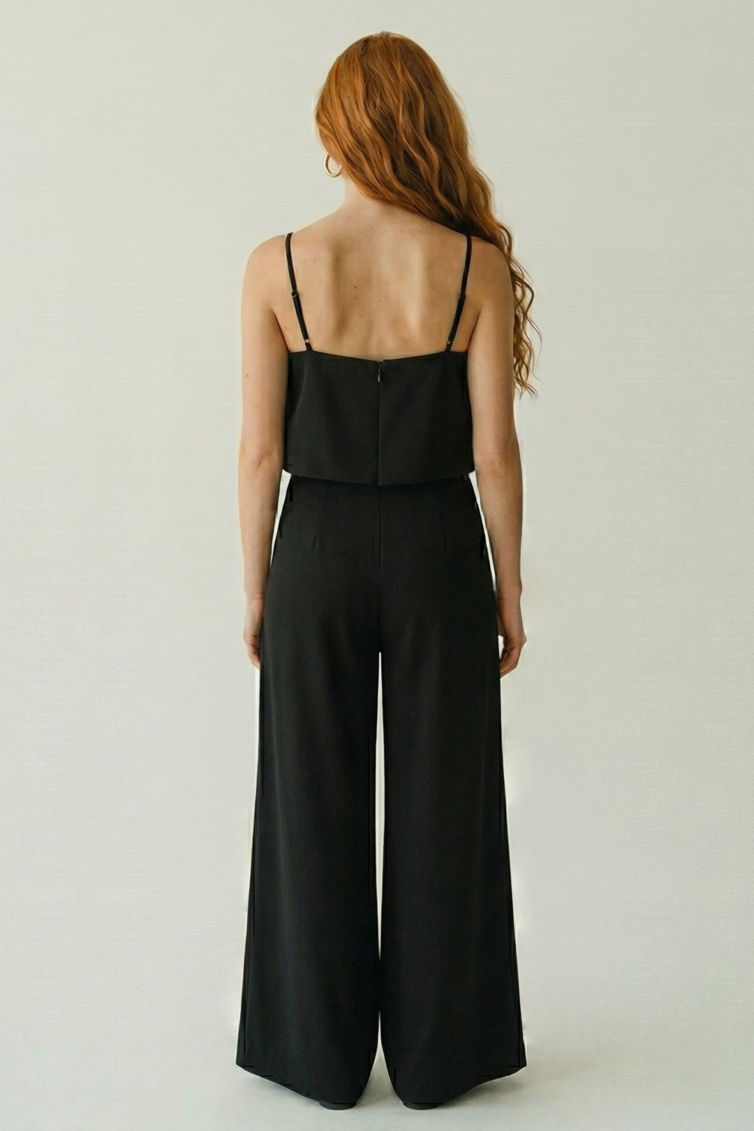 Hanita Tuta Lunga Wide Leg con Top a Balza H.V3794.4558 NERO