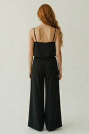Hanita Tuta Lunga Wide Leg con Top a Balza H.V3794.4558 NERO