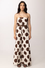 Khloe Femme Tuta Maxi Pois con Cintura 26490 BEIGE/CACAO