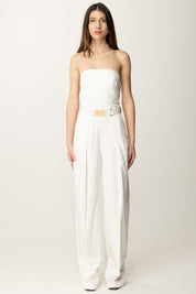Elisabetta Franchi Tuta Stretch con Cintura e Criss Cross TU05152E2 BIANCO