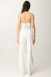 Elisabetta Franchi Tuta Stretch con Cintura e Criss Cross TU05152E2 BIANCO