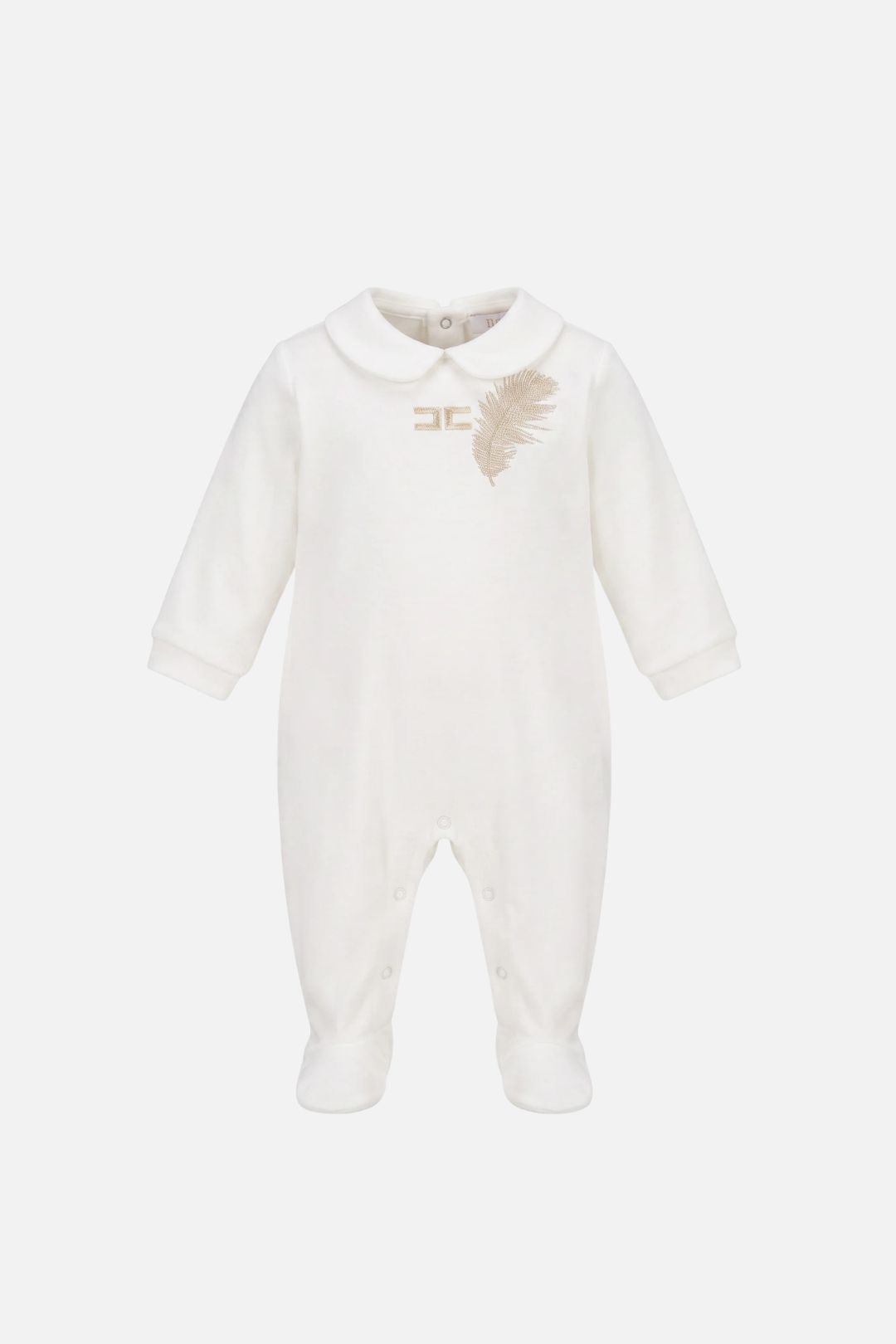 Elisabetta Franchi Bambina Tutina In Felpa con Ricamo Logo e Piuma ENTU1740FF002.0115