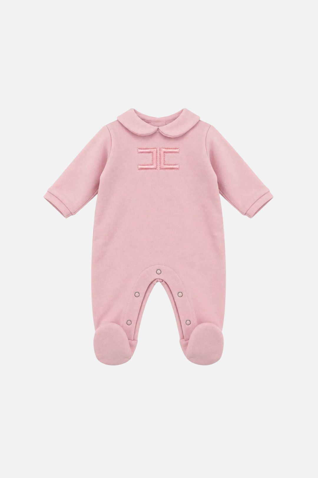 Elisabetta Franchi Bambina Tutina Neonata con Colletto Peter Pan e Logo Ricamato ENTU1620FF002.C070