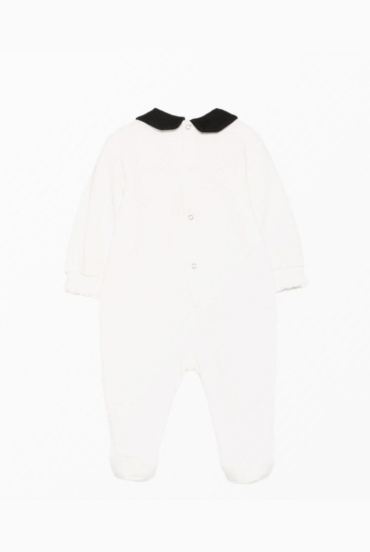 Elisabetta Franchi Bambina Tutina Neonata In Cotone con Colletto Peter Pan e Logo Ricamato ENTU1630FF002.0076