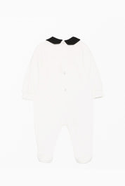 Elisabetta Franchi Bambina Tutina Neonata In Cotone con Colletto Peter Pan e Logo Ricamato ENTU1630FF002.0076