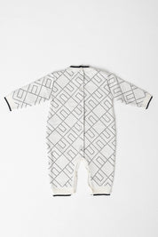 Elisabetta Franchi Bambina Tutina Tricot con Jacquard Logo All Over ENTU142CFL229 MILK/NERO