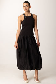 Pinko Vestito Midi Gonna a Palloncino 105137 A2L8 NERO LIMOUSINE