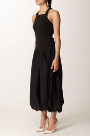Pinko Vestito Midi Gonna a Palloncino 105137 A2L8 NERO LIMOUSINE