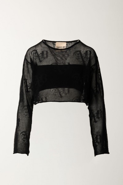 Aniye By  Gotic crop sweater with band 185510 BLACK