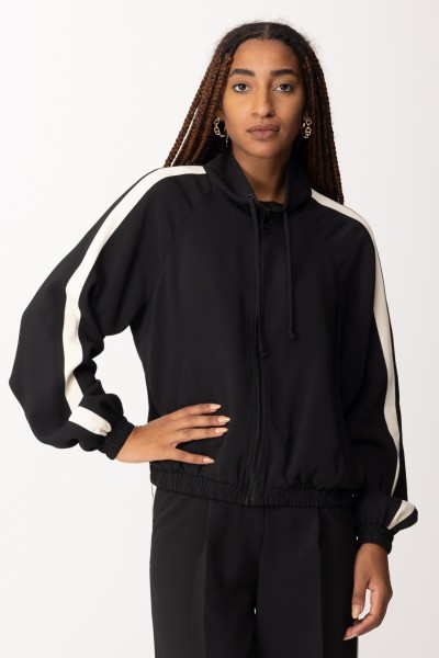 Twin-Set  Sweatshirt with zip and side bands 232TP2370 BIC.NERO/NEVE