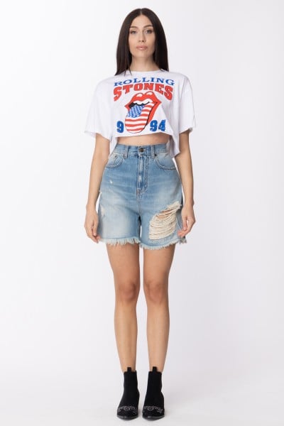 Aniye By  Crop t-shirt with Rolling print 185182 WHITE