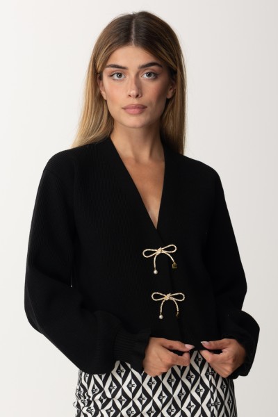Elisabetta Franchi  Cardigan tricoté avec nœuds MK26S37E2 NERO