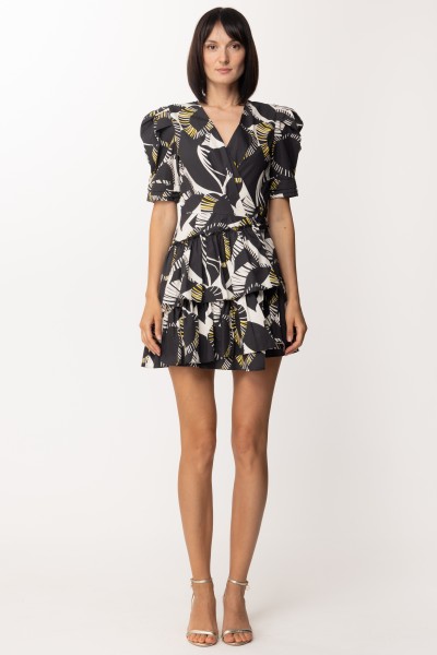 Twin-Set  Wrap dress with print and flounces 221AT2442 LEAVES CHANTILLY/NER