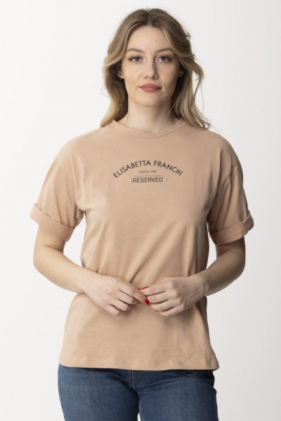 Elisabetta Franchi  T-shirt z nadrukiem Reserved MA02341E2 NUDO