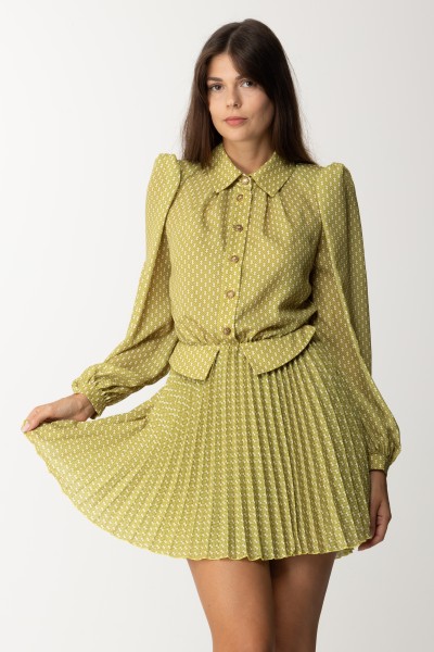 Elisabetta Franchi  Mini dress with pleated skirt AB38936E2 OLIVE OIL/BURRO