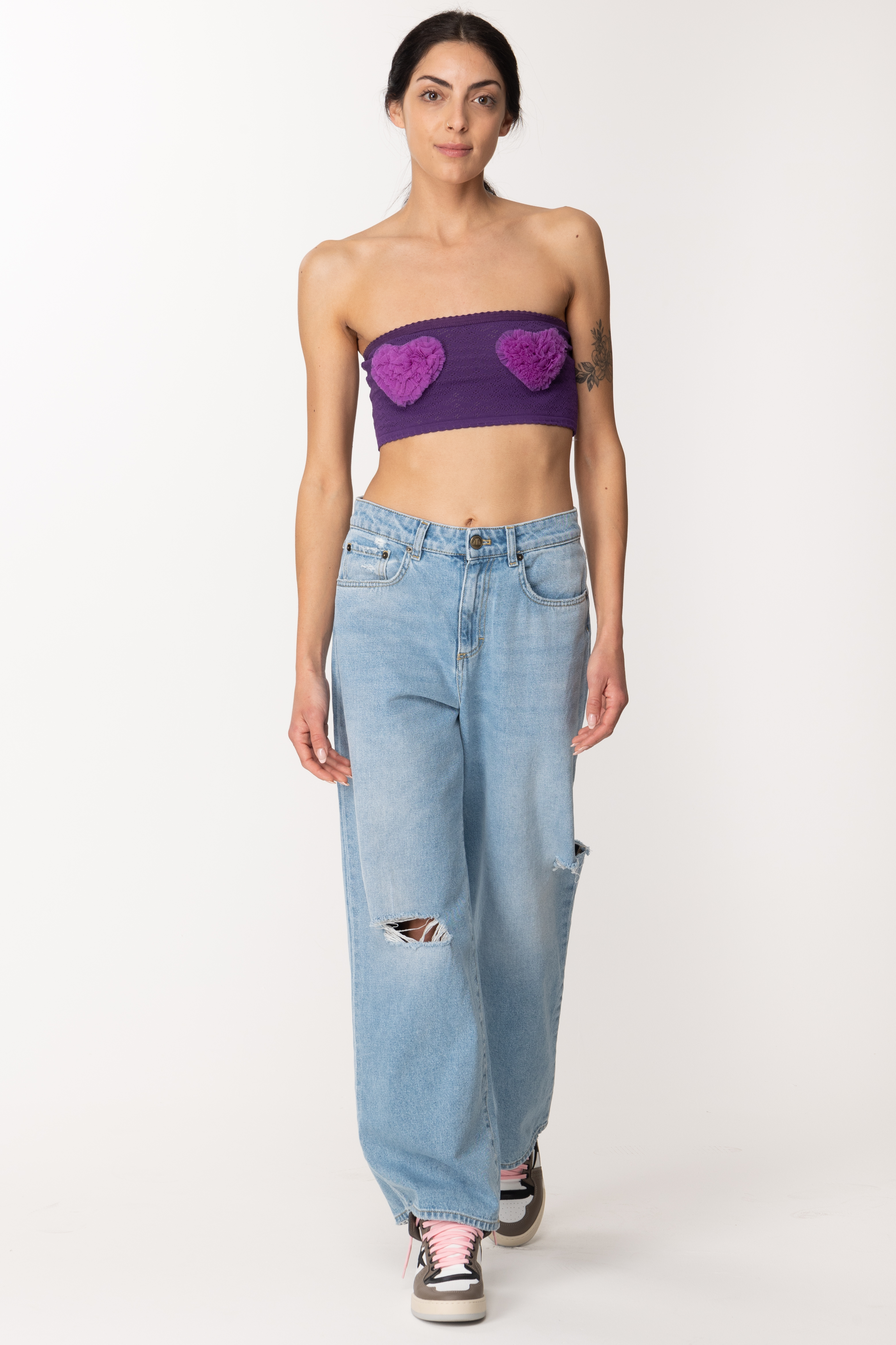 Preview: Aniye By Kara bandeau top with tulle appliqués Purple