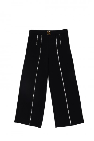 ELISABETTA FRANCHI BAMBINA  Trousers with logo and rhinestones EFPA211GA085N000 NERO