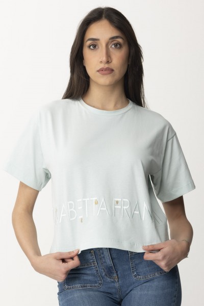 Elisabetta Franchi  T-Shirt mit Logo und Anhängern MA00141E2 ACQUA