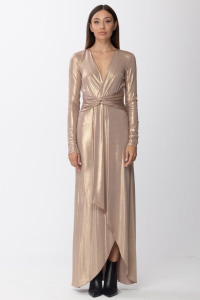 Patrizia Pepe  Long dress with knot in laminated jersey 8A1043 J045 Old Gold