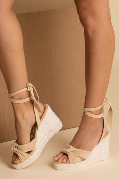 Manebi  Suede wedges with knot M11WS CHAMPAGNE BEIGE