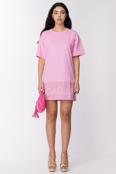 Gaelle Paris  Dress t-shirt with rhinestones GBDP16987 ROSA BONBON