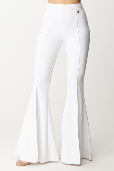 Elisabetta Franchi  Flared trousers with charms PA02441E2 AVORIO